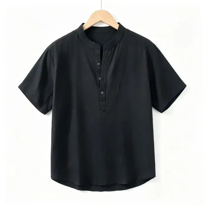 Chemise hawaïenne en lin à manches longues pour homme