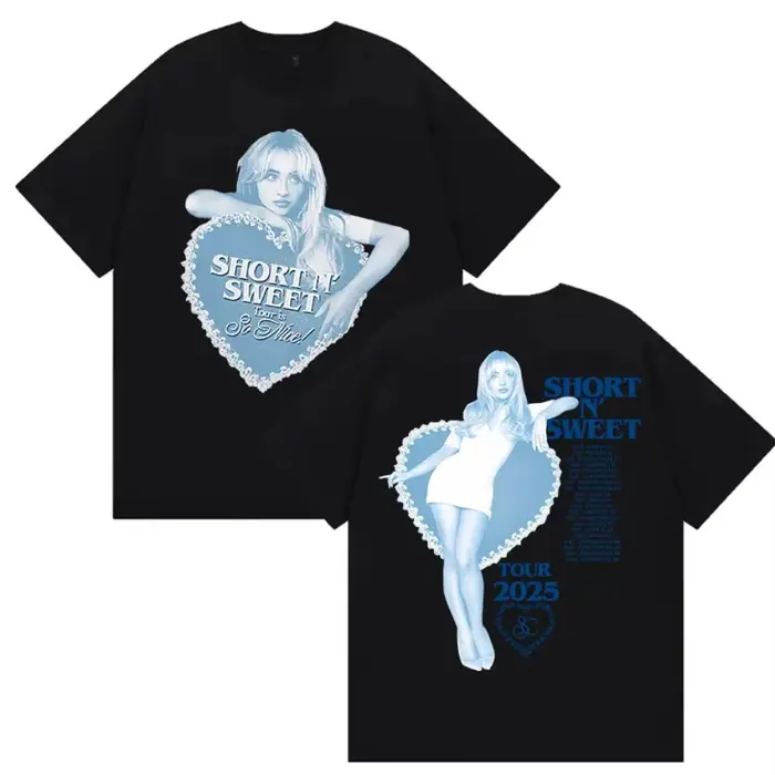 T-shirt Sabrina Carpenter 2026 Nouveau Short N' Sweet en mélange de coton pour hommes et femmes