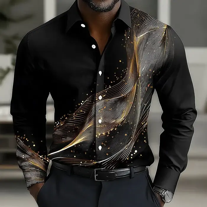 Chemise à manches longues pour hommes, surdimensionnée, ondulée, boutonnée, décontractée, mode Stree