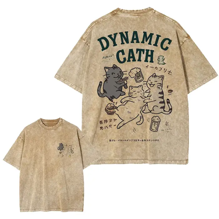 T150 Funny Cartoon Cat Graphic T Shirt Men Cotton Tshirt Short Sleeve Tops Tees Hip Hop Japanese Har