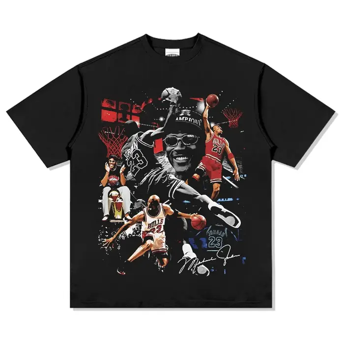 T-shirt de basket-ball Michael Jordan pour hommes et femmes, en pur coton, à manches courtes, style 