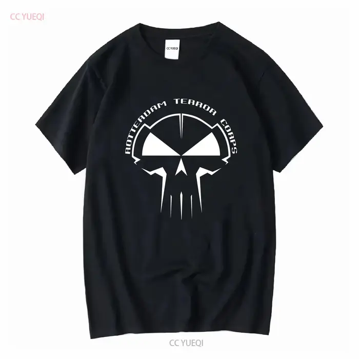 Rotterdam Terror Corps T Shirt Noir Hardstyle Gabba Hardcore Techno RTC vintage Lavé Unisexe Respira