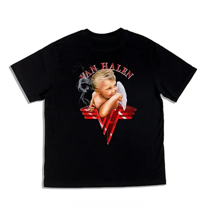 T-shirt imprimé Van Halen Band en pur coton, coupe ample, adapté aux hommes et aux femmes, avec un c