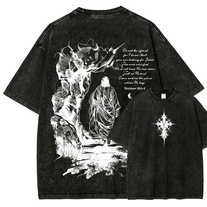 T-shirt délavé pour les amateurs d'anime chrétien, vêtements toute l'année, vêtements de haute quali