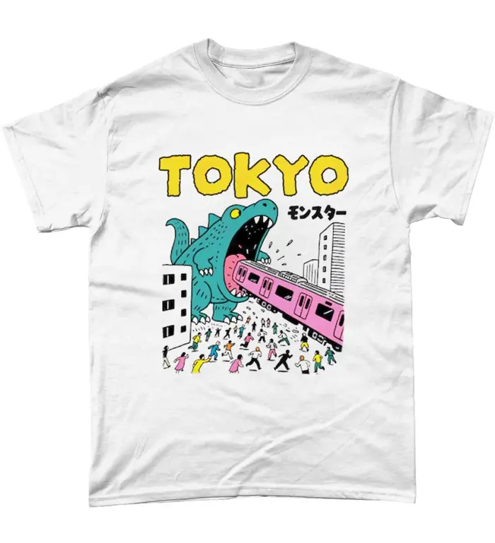 T-Shirt à manches courtes en coton imprimé Godzilla