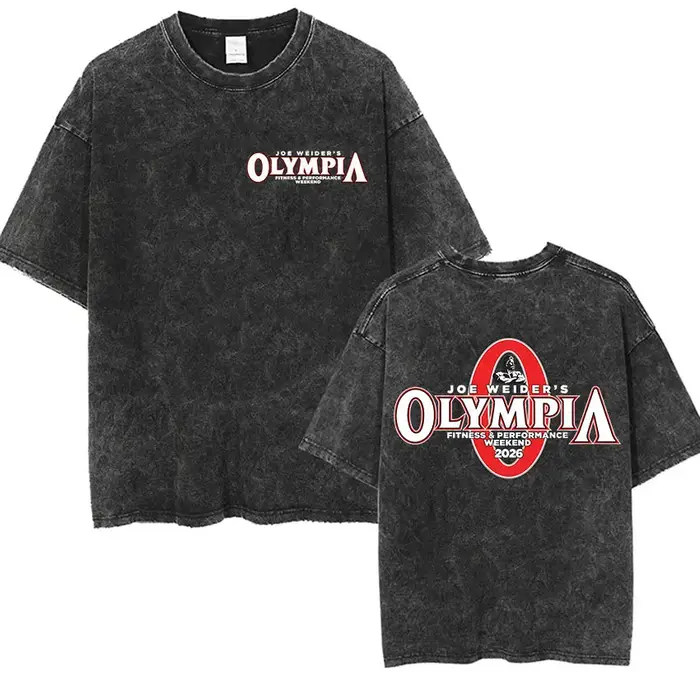 T-shirt graphique vintage délavé Olympia Gym pour homme 2026