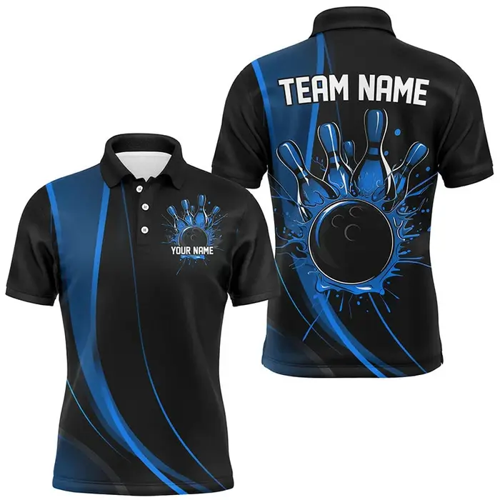 Tendance Bowling graphique 3D imprimé polos mode d'été nom personnalisé nom de l'équipe hommes Polo décontracté séchage rapide uniformes d'équipe