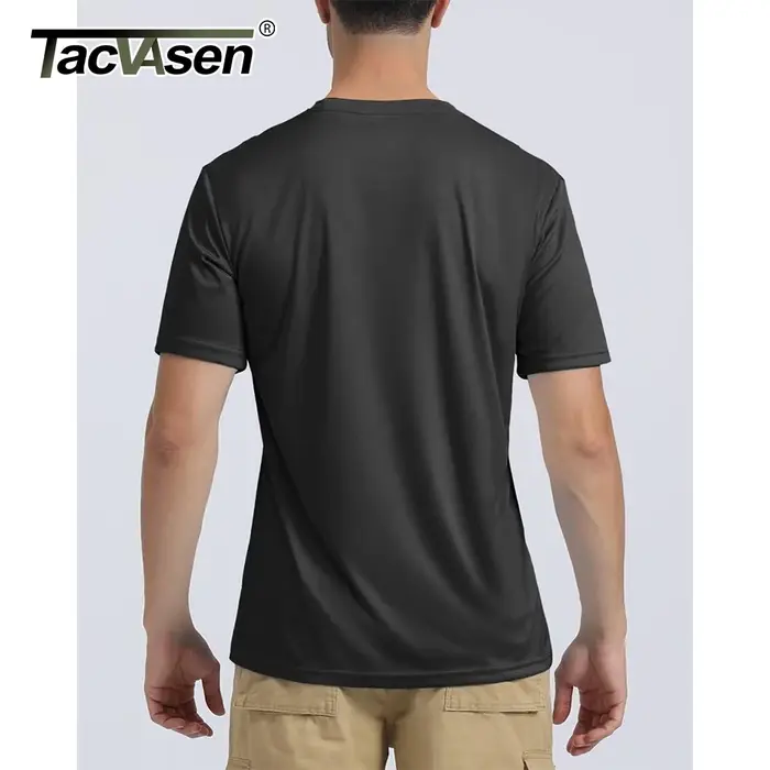 TACVASEN UPF 50 + UV chemise hommes col rond manches courtes basique été t-shirt style décontracté salle de sport