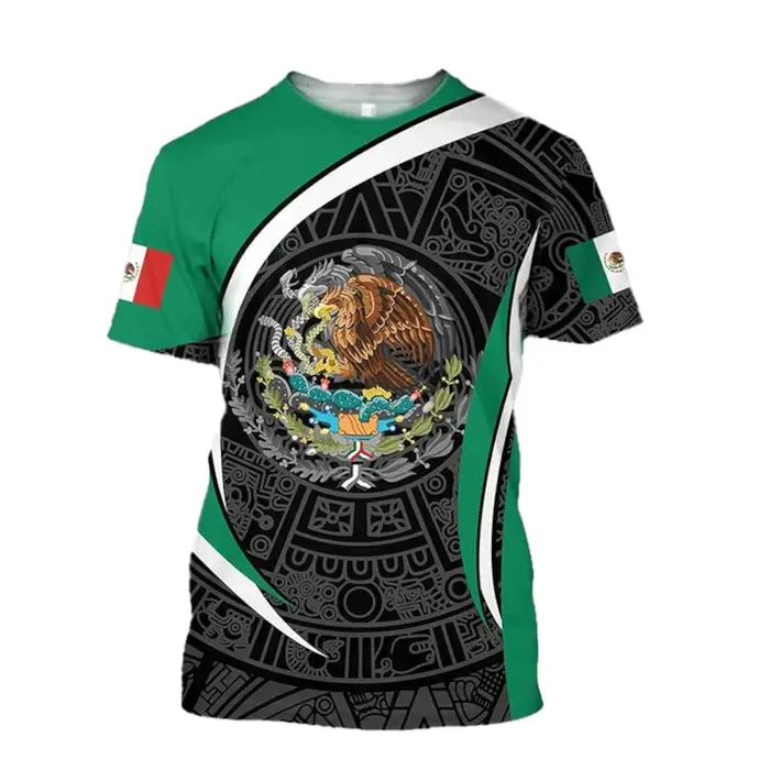 Drapeau du mexique 3d imprimé hommes T-shirt mode