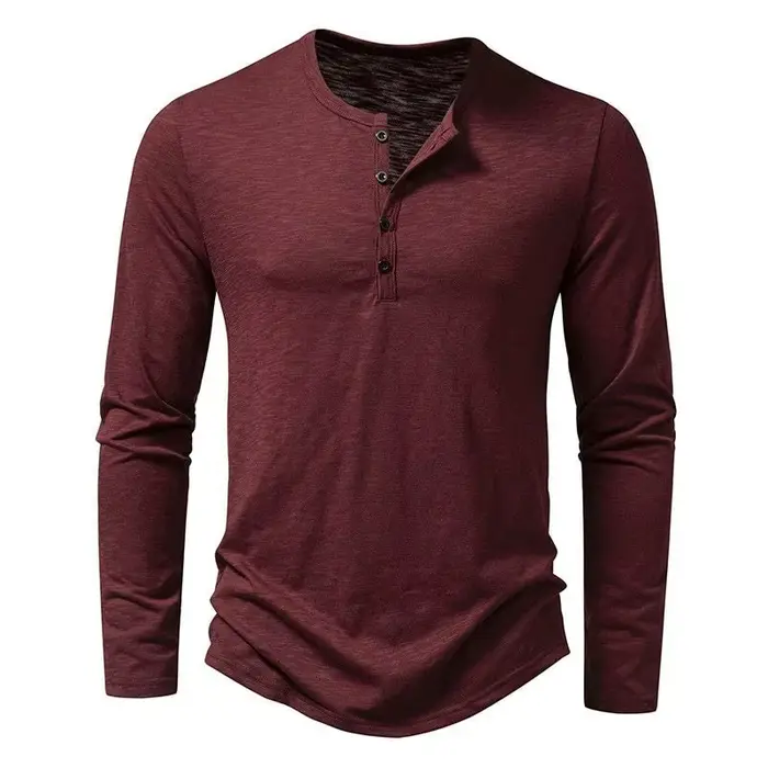 T-shirt Henley à manches longues pour homme
