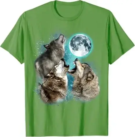3 loup lune hurlant tête de loup loup drôle pour hommes femmes T-Shirt Humor drôle maman papa cadeau tenue graphique disant T-Shirt Y2k haut