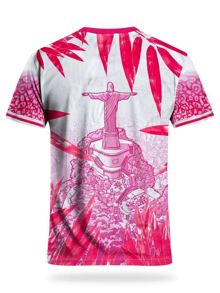 Rio de Janeiro, Brésil. Maillots de football fan art. T-shirts pour hommes et femmes imprimés en 3D. Vêtements de sport respirants pour l'été