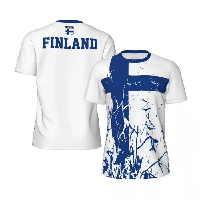T-shirt drapeau finlandais pour hommes, été, imprimé 3D, surdimensionné, sport, fitness, manches cou