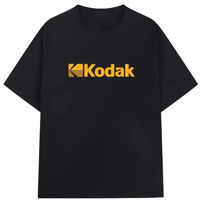 T-shirt classique style coréen Kodak 2026 avec logo K, tee-shirt graphique rétro, col rond en coton 