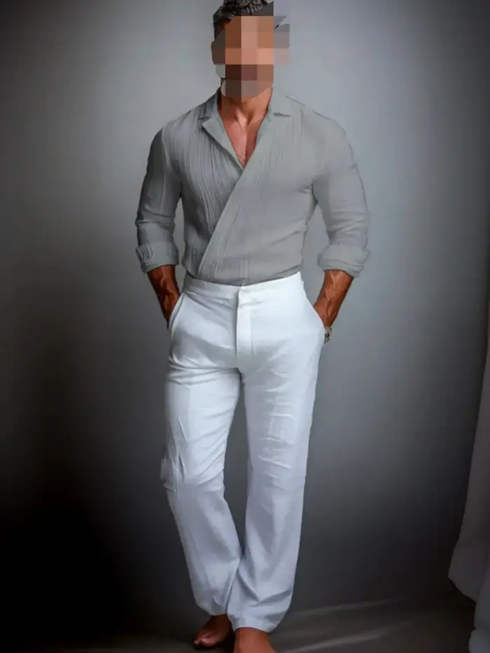 Chemise ajustée à col en V pour homme
