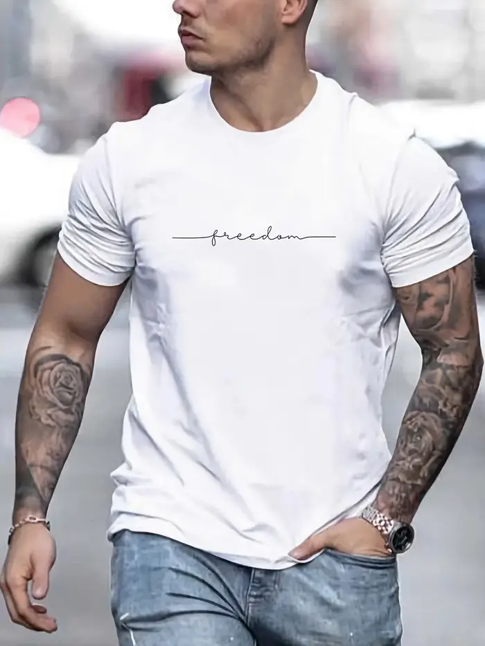 T-shirt manches courtes col rond homme, ample, 100% coton, imprimé Graphi, décontracté, coupe cintré