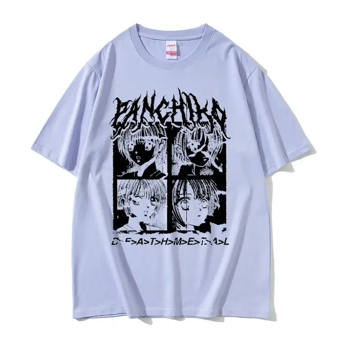 Panchiko DEATHMETAL Album graphique imprimé T-shirt hommes femmes Hip Hop surdimensionné