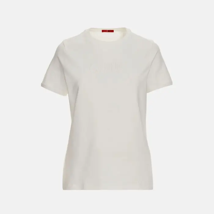 Vêtements pas chers - T-shirt en coton à manches courtes et col rond pour femme avec lettres - Style
