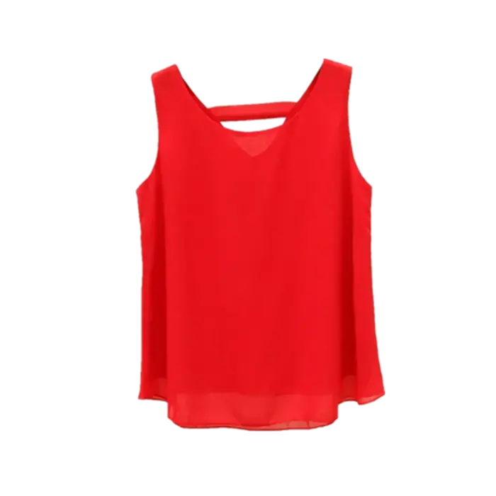 Star avec le même licou en mousseline de soie gilet femmes haut ample été nouveau vêtement à l'extérieur avec chemise à fond court sans manches MOYISU L-5XL