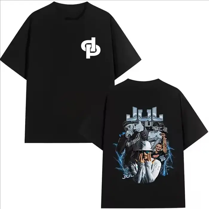 Nouveau Maillot d'été Jul DP T-shirts pour hommes imprimés à la mode rue Hip-hop surdimensionné haut col en o HD imprimé graphique manches courtes