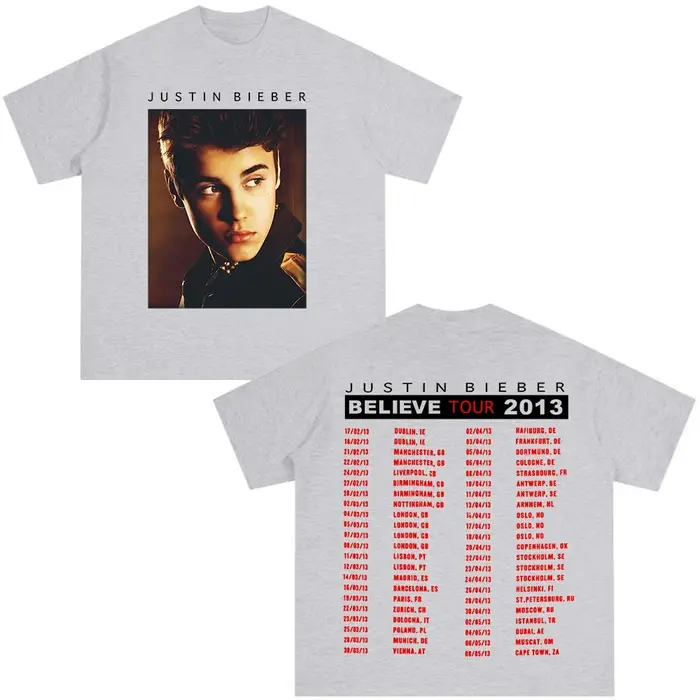 Marchandises de la tournée « Believe » de Justin Bieber 2026 - T-shirts pour hommes et femmes, T-shi