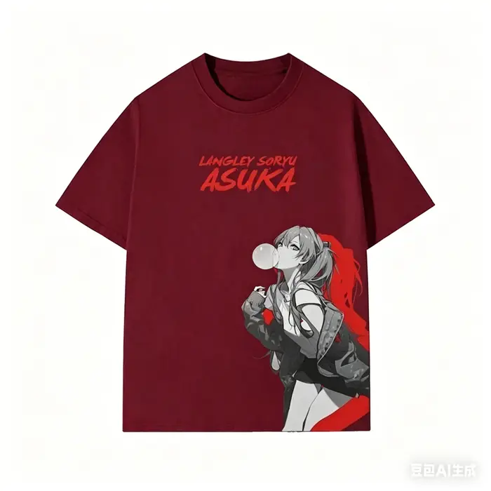 T-shirt à manches courtes Asuka d'animation japonaise, été, Eva, pour hommes et femmes, en pur coton, à manches courtes, ample, tendance, décontracté