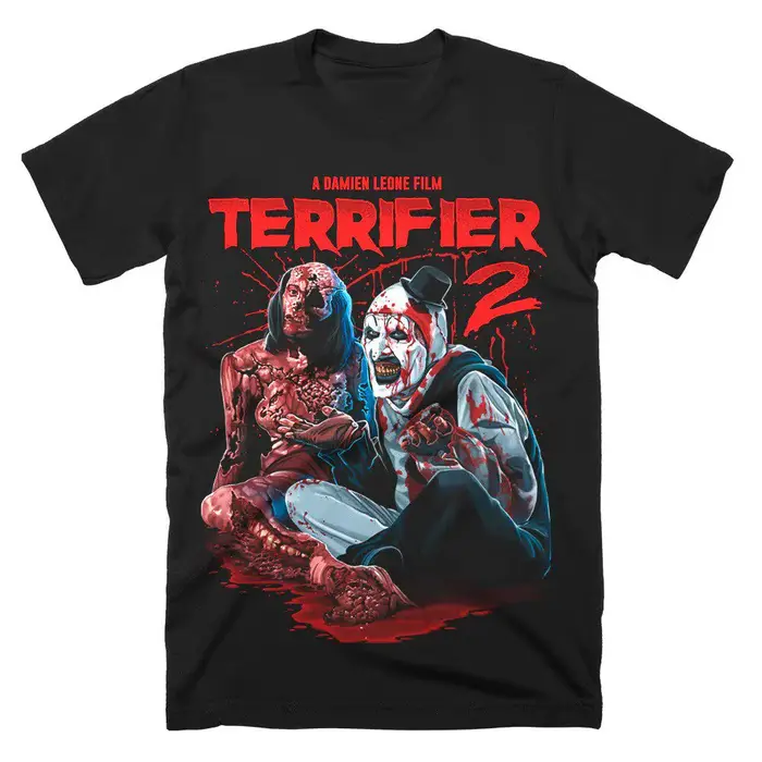 T-shirt Terrifier 2026 – Merch Halloween Film d'Horreur – Coton Noir Imprimé – Style Unisexe Luxe Ha