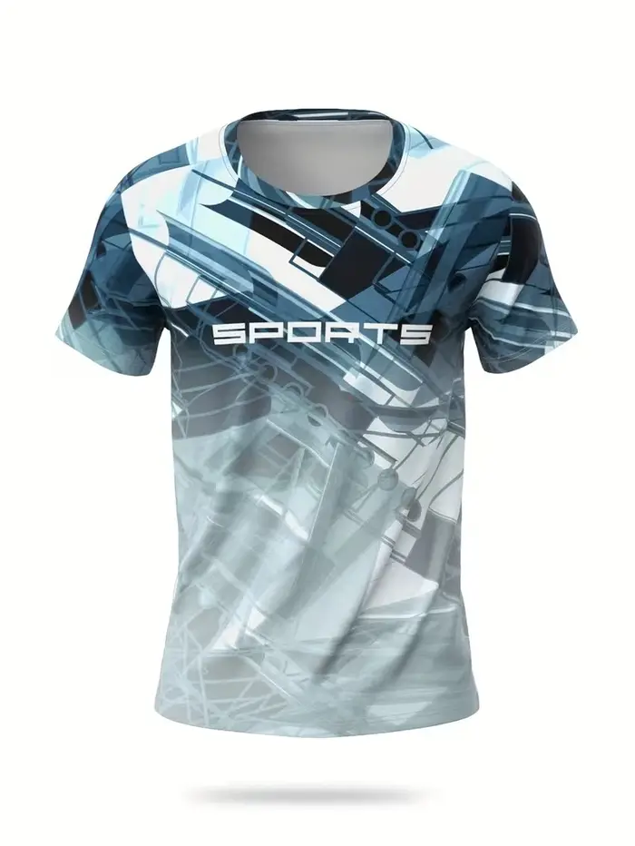 T-shirt de sport pour homme, séchage rapide, respirant, nouveau, imprimé nid d'abeille, color block, col rond, haut de gamme, vêtements de sport pour la course à pied