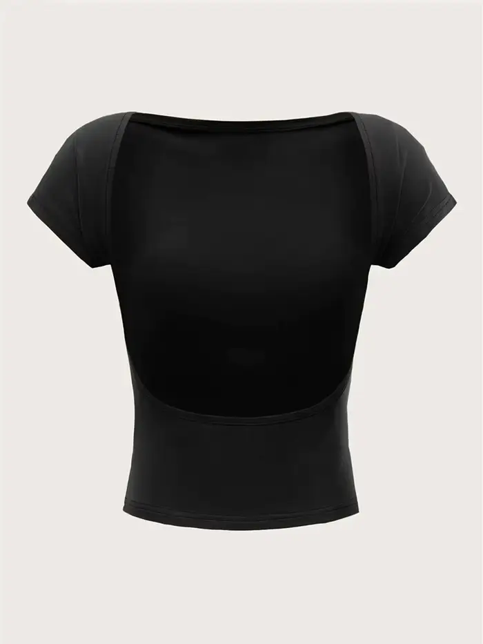 T-shirt dos nu à col rond pour femmes