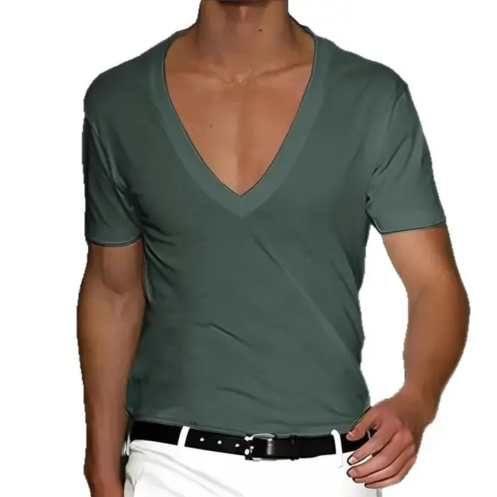 T-Shirt à manches courtes et col en v pour hommes