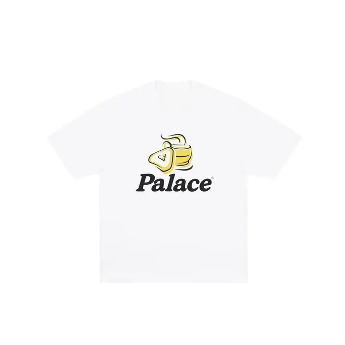 T-shirt unisexe en coton imprimé logo triangle tasse de café jaune Palace