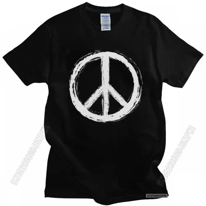 Vintage signe de paix T-Shirt hommes à manches courtes uniforme décontracté