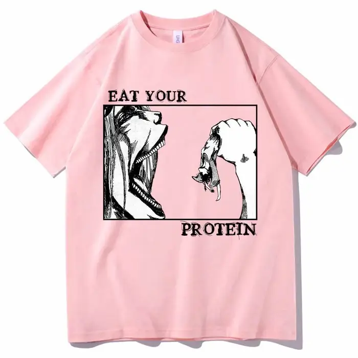Attaque sur Titan T-Shirts manger votre protéine chemise homme femmes été décontracté col rond manches courtes chemises