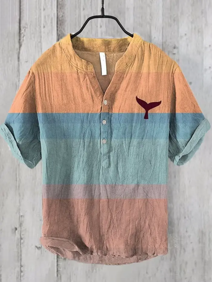 Polo rétro à manches courtes et col en v pour hommes