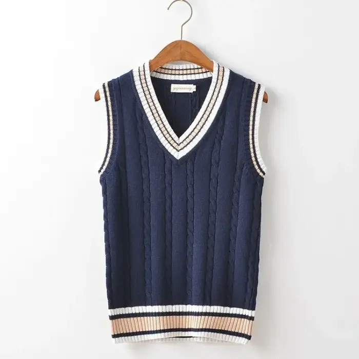 Chandails tricotés blancs rayés pour hommes