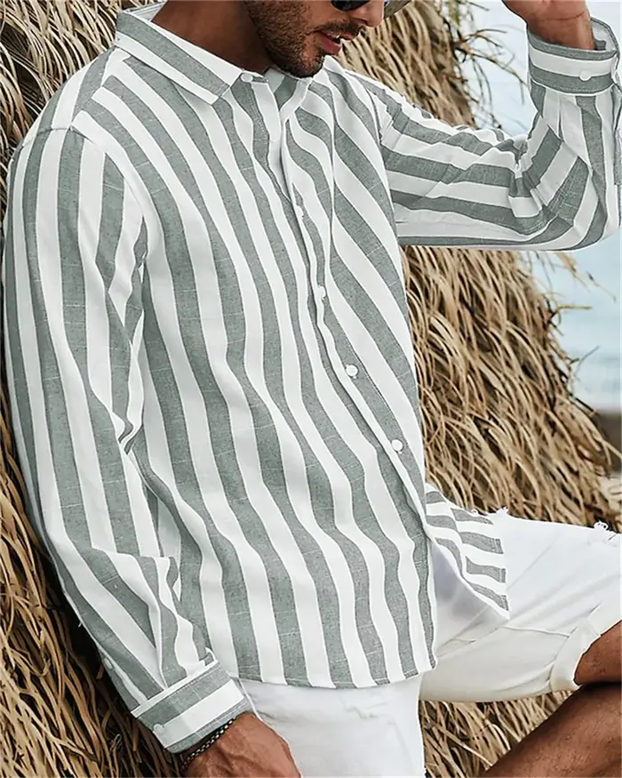 Chemise imprimée à manches longues pour hommes
