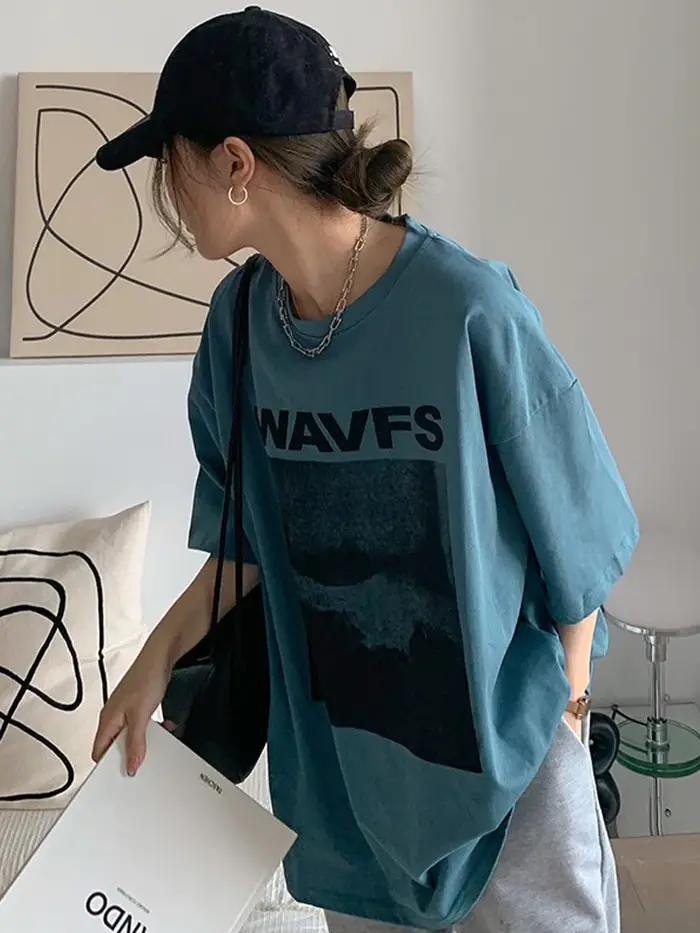 T-shirt manches courtes femme blanc, streetwear estival et créatif, Harajuku