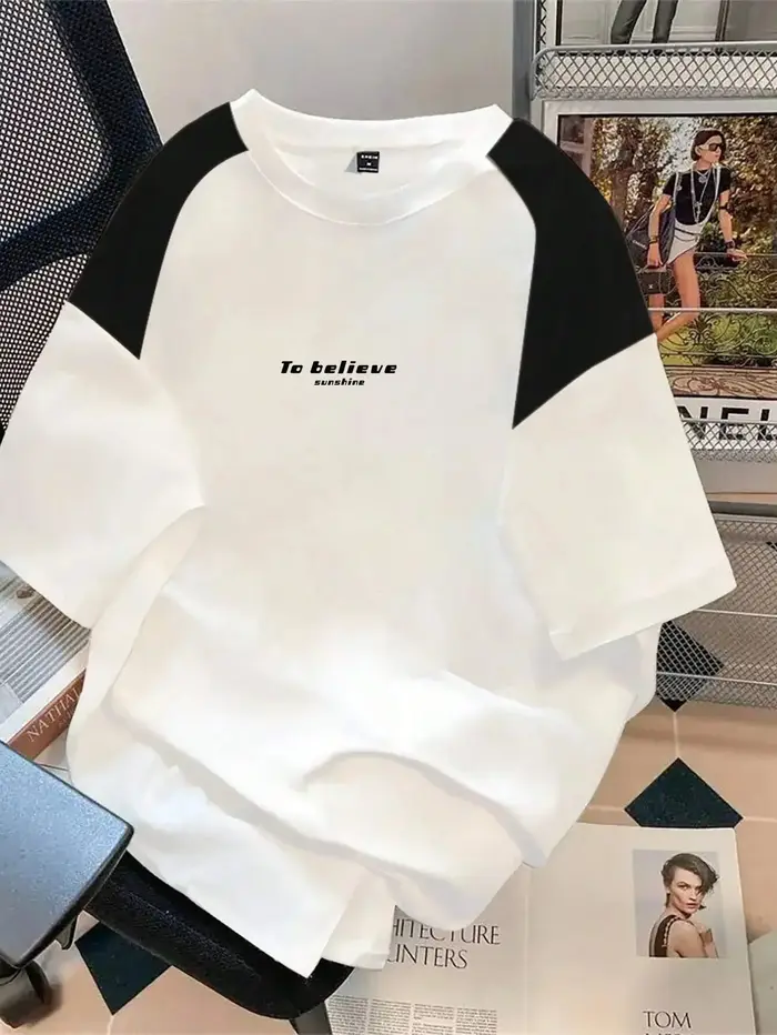 Le nouveau t-shirt pour homme pour l'été 2026 présente un motif imprimé en lettres 3D décontracté, t