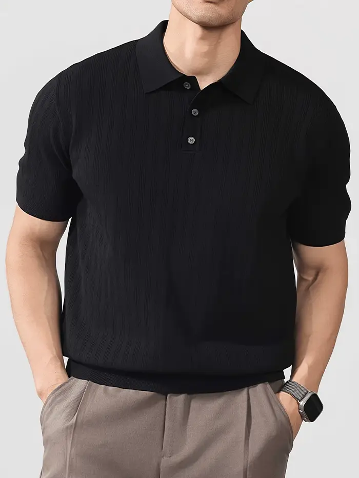Polo en maille de soie rafraîchissante pour homme