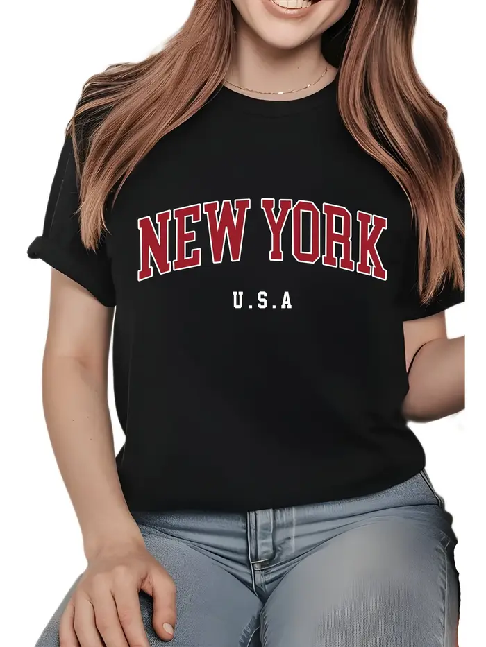 T-shirt à imprimé graphique New York pour femme