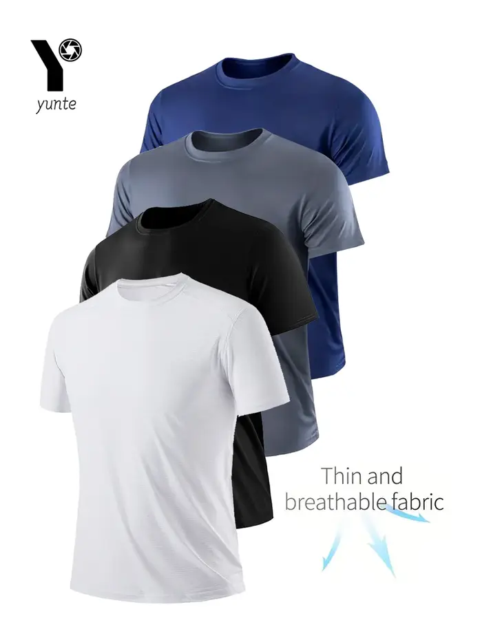 T-Shirt col rond 4 couleurs noir et blanc gris marine ultra-léger homme séchage rapide respirant che