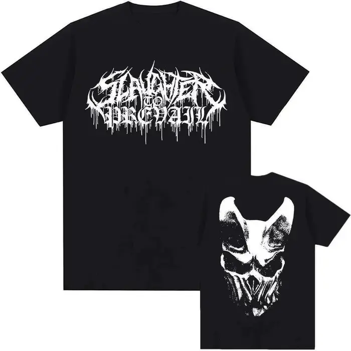 T-shirt graphique masque blanc Slaughter to Prevail Band Tee pour hommes et femmes