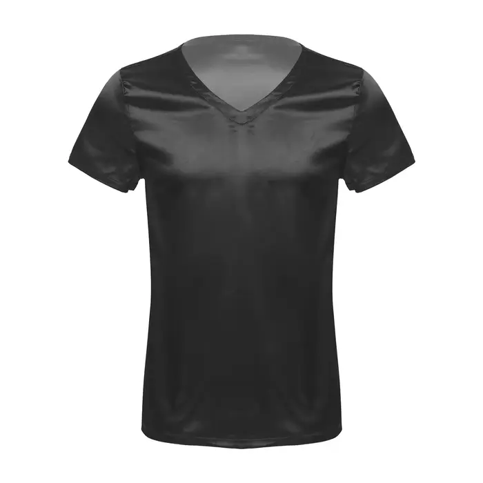 Iiniim-T-Shirt en Satin à Manches Courtes et Col en V pour Homme, Vêtement de Nuit Décontracté, Pyja