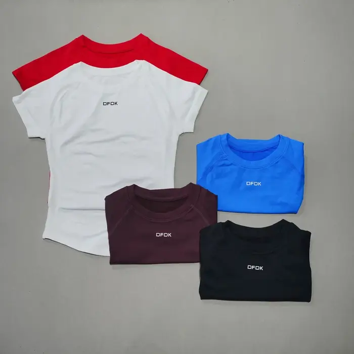 DFDK T-shirt élastique à manches courtes pour femme