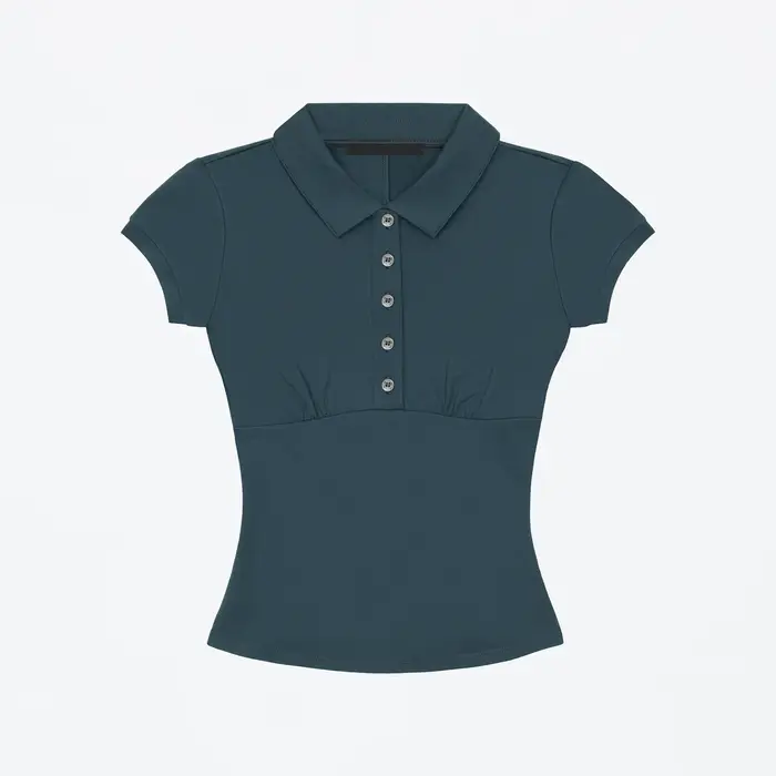 T-shirt polo à manches courtes, style ajusté et cintré, crop top amincissant style Hot Girl, polo tr