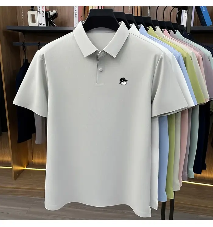 Nouveau Polo Homme Luxe Été Respirant Soie Glacée Séchage Rapide Manches Courtes Business Quotidien Golf Premium Brodé