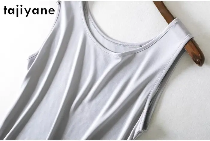 TAJIYANE 70% débardeurs en soie de mûrier pour femme élégant sans manches hauts d'été 2025 couleur unie gilet
