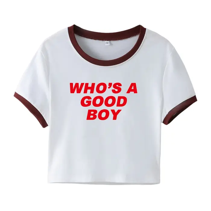 Qui est un bon garçon haut court Y2K bébé T-Shirt filles été coton chemise courte à manches courtes femmes