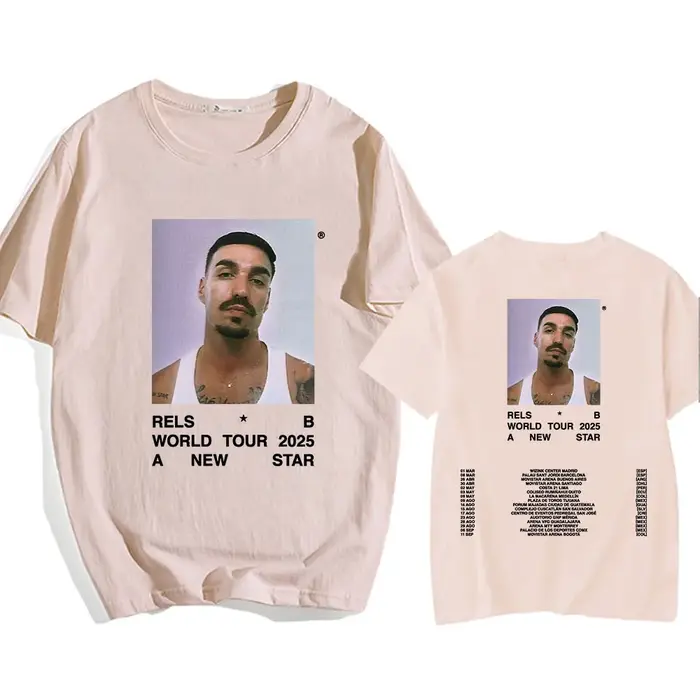 Un nouveau Star World Tour 2025 Rels B t-shirt Hip Hop unisexe Streetwear à manches courtes col rond hommes