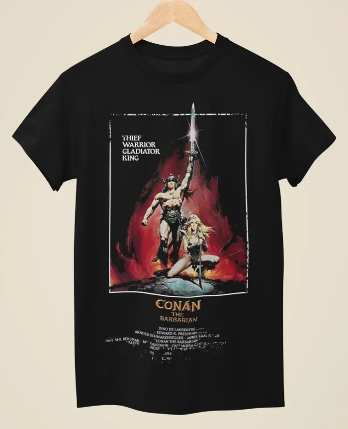 T-shirt noir unisexe inspiré de Conan le barbare, affiche de film